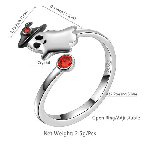 Anello fantasma da donna Gioielli di Halloween Argento sterling 925 Anello fantasma da donna Gioielli di Halloween Argento sterling 925