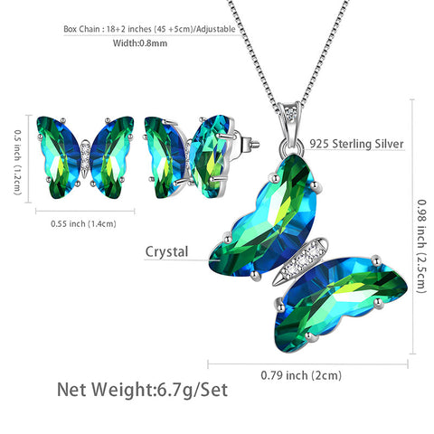 Set di gioielli con farfalla verde 3 pezzi Regali di compleanno per donne e ragazze con smeraldo di maggio Set di gioielli con farfalla verde 3 pezzi Regali di compleanno per donne e ragazze con smeraldo di maggio