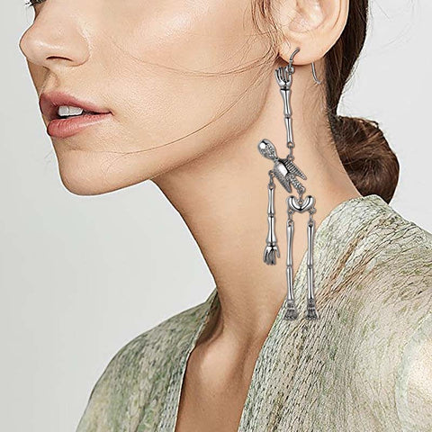 Boucles d'oreilles pendantes crâne d'halloween, bijoux de fête Cosplay pour femmes Boucles d'oreilles pendantes crâne d'halloween, bijoux de fête Cosplay pour femmes