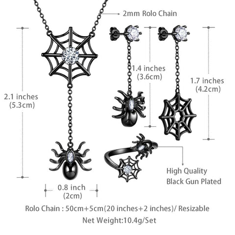 Set di gioielli da donna per Halloween, collana, orecchini, anello, cosplay, regali per feste Set di gioielli da donna per Halloween, collana, orecchini, anello, cosplay, regali per feste