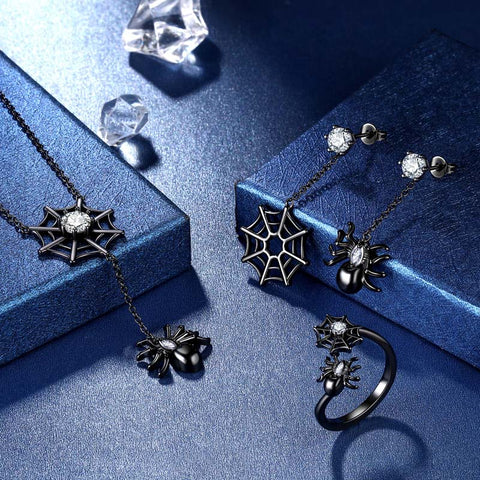 Set di gioielli da donna per Halloween, collana, orecchini, anello, cosplay, regali per feste Set di gioielli da donna per Halloween, collana, orecchini, anello, cosplay, regali per feste