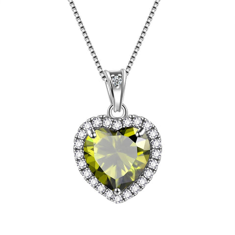 Heart Necklace Women Girls Crystal Birthstone Necklace Pendant Jewelry Birthday Gifts Sterling Silver Heart Necklace Women Girls Crystal Birthstone Necklace Pendant Jewelry Birthday Gifts Sterling Silver