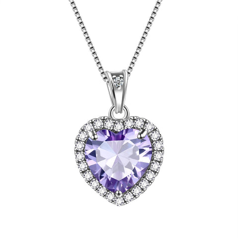 Heart Necklace Women Girls Crystal Birthstone Necklace Pendant Jewelry Birthday Gifts Sterling Silver Heart Necklace Women Girls Crystal Birthstone Necklace Pendant Jewelry Birthday Gifts Sterling Silver