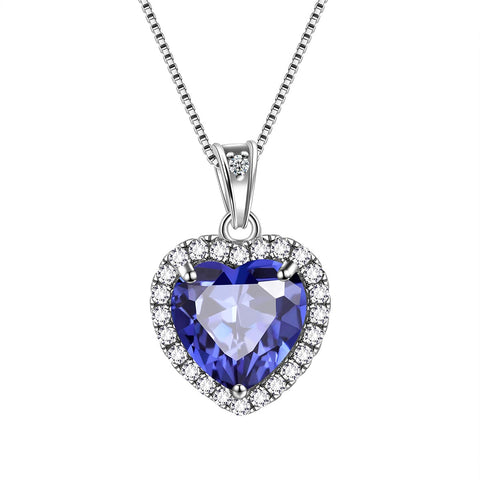 Heart Necklace Women Girls Crystal Birthstone Necklace Pendant Jewelry Birthday Gifts Sterling Silver Heart Necklace Women Girls Crystal Birthstone Necklace Pendant Jewelry Birthday Gifts Sterling Silver