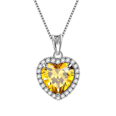 Heart Necklace Women Girls Crystal Birthstone Necklace Pendant Jewelry Birthday Gifts Sterling Silver Heart Necklace Women Girls Crystal Birthstone Necklace Pendant Jewelry Birthday Gifts Sterling Silver
