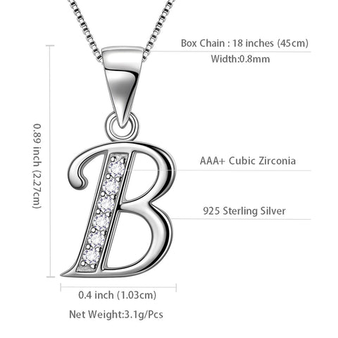 Letter B Initial Necklaces Pendant Women Men Name Jewelry Gift 925 Silver Letter B Initial Necklaces Pendant Women Men Name Jewelry Gift 925 Silver