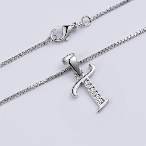 Letra T Collares con iniciales Colgante Mujeres Hombres Nombre Joyería Regalo Plata 925 Letra T Collares con iniciales Colgante Mujeres Hombres Nombre Joyería Regalo Plata 925
