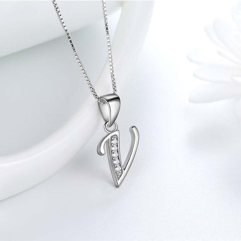 Lettera V Iniziale Collane Ciondolo Donna Uomo Nome Gioielli Regalo Argento 925 Lettera V Iniziale Collane Ciondolo Donna Uomo Nome Gioielli Regalo Argento 925