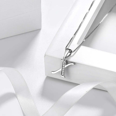 Colar com pingente inicial da letra X, joia com nome para mulheres e homens, presente em prata 925 Colar com pingente inicial da letra X, joia com nome para mulheres e homens, presente em prata 925