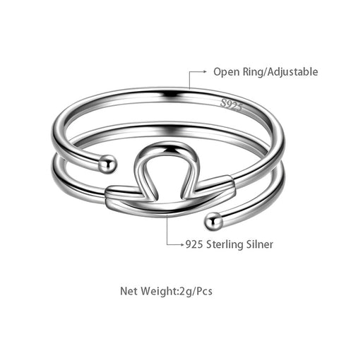 Anelli Bilancia Segno zodiacale Gioielli Donne Ragazze Regali di compleanno Argento sterling 925 Anelli Bilancia Segno zodiacale Gioielli Donne Ragazze Regali di compleanno Argento sterling 925