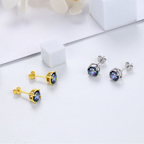 Boucles d'oreilles topaze mystique de feu pour femmes, bijoux en argent Sterling Boucles d'oreilles topaze mystique de feu pour femmes, bijoux en argent Sterling