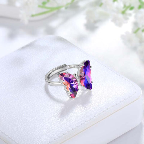 Purple Butterfly Ring February Amethyst Birthstone Women Girls Jewelry Birthday Gift Purple Butterfly Ring February Amethyst Birthstone Women Girls Jewelry Birthday Gift