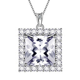 Square Birthstone April Diamond Necklace Pendant Women Girls Jewelry Birthday Gifts Sterling Silver - Aurora Tears Jewelry