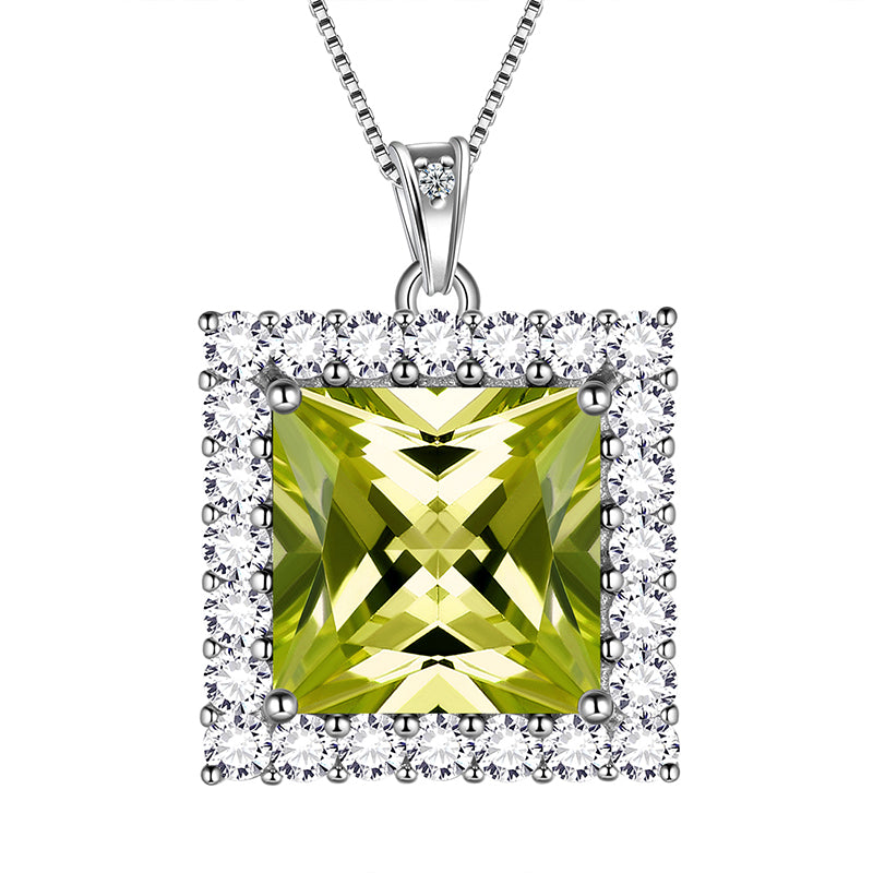 Square Birthstone August Peridot Necklace Pendant Women Girls Jewelry Birthday Gifts Sterling Silver - Aurora Tears Jewelry Square Birthstone August Peridot Necklace Pendant Women Girls Jewelry Birthday Gifts Sterling Silver - Aurora Tears Jewelry