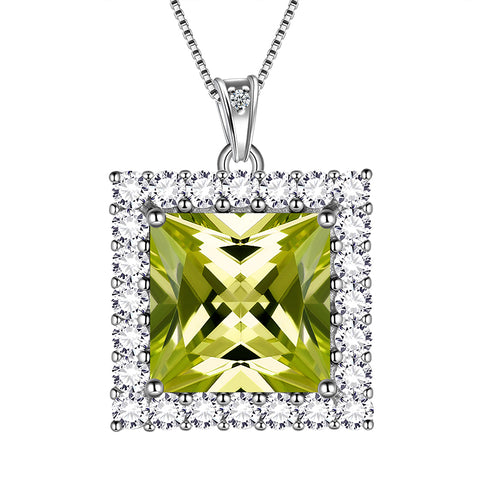 Square Birthstone August Peridot Necklace Pendant Women Girls Jewelry Birthday Gifts Sterling Silver - Aurora Tears Jewelry Square Birthstone August Peridot Necklace Pendant Women Girls Jewelry Birthday Gifts Sterling Silver - Aurora Tears Jewelry