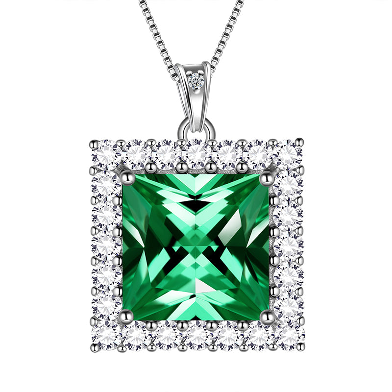 Square Birthstone May Emerald Necklace Pendant Women Girls Jewelry Birthday Gifts Sterling Silver - Aurora Tears Jewelry Square Birthstone May Emerald Necklace Pendant Women Girls Jewelry Birthday Gifts Sterling Silver - Aurora Tears Jewelry