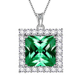 Square Birthstone May Emerald Necklace Pendant Women Girls Jewelry Birthday Gifts Sterling Silver - Aurora Tears Jewelry