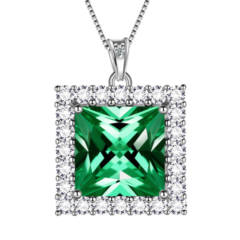Square Birthstone May Emerald Necklace Pendant Women Girls Jewelry Birthday Gifts Sterling Silver - Aurora Tears Jewelry Square Birthstone May Emerald Necklace Pendant Women Girls Jewelry Birthday Gifts Sterling Silver - Aurora Tears Jewelry