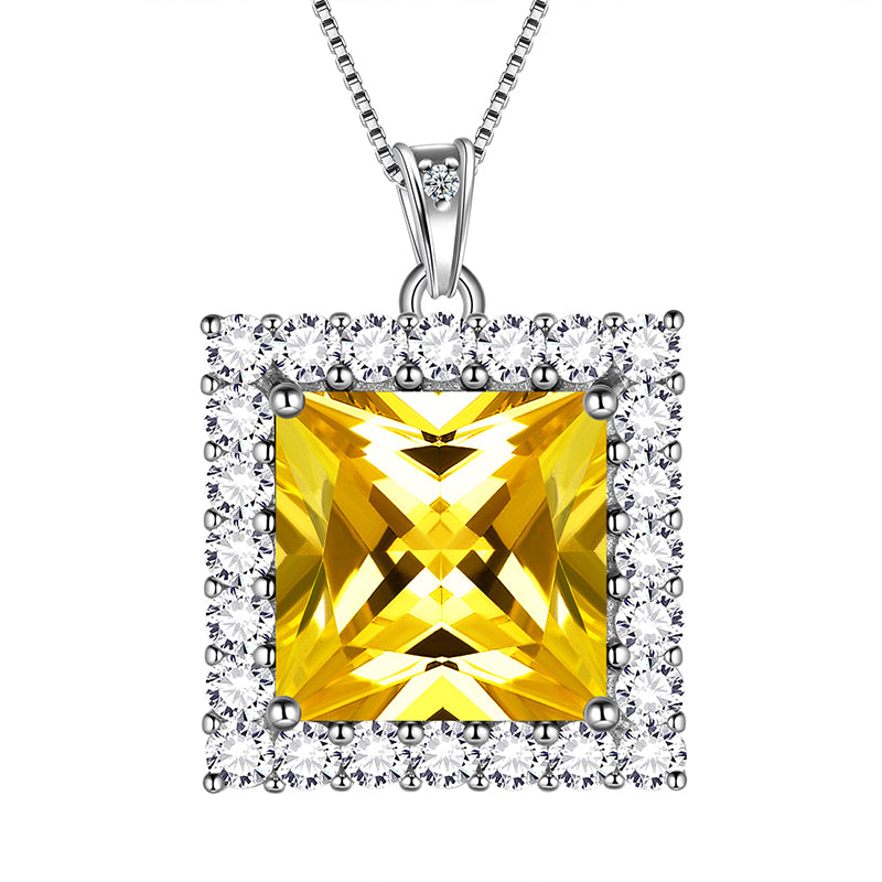 Square Birthstone November Citrine Necklace Pendant Women Girls Jewelry Birthday Gifts Sterling Silver - Aurora Tears Jewelry Square Birthstone November Citrine Necklace Pendant Women Girls Jewelry Birthday Gifts Sterling Silver - Aurora Tears Jewelry