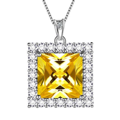 Square Birthstone November Citrine Necklace Pendant Women Girls Jewelry Birthday Gifts Sterling Silver - Aurora Tears Jewelry Square Birthstone November Citrine Necklace Pendant Women Girls Jewelry Birthday Gifts Sterling Silver - Aurora Tears Jewelry