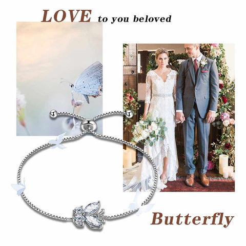 Bracelet papillon avec pierre de naissance, diamant d'avril, bijoux pour femmes et filles, cadeau d'anniversaire Bracelet papillon avec pierre de naissance, diamant d'avril, bijoux pour femmes et filles, cadeau d'anniversaire