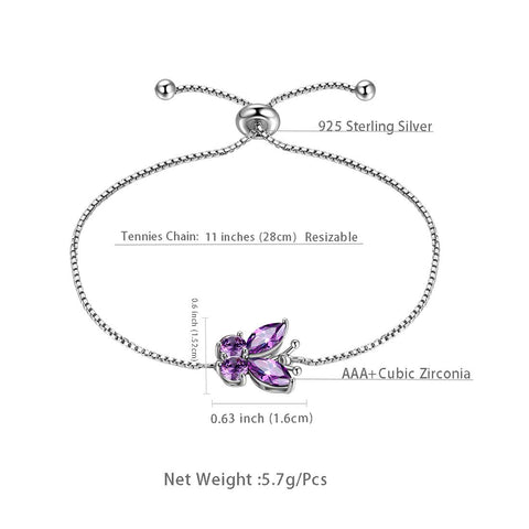 Bracelet papillon avec pierre de naissance de février, améthyste, bijoux pour femmes et filles, cadeau d'anniversaire Bracelet papillon avec pierre de naissance de février, améthyste, bijoux pour femmes et filles, cadeau d'anniversaire