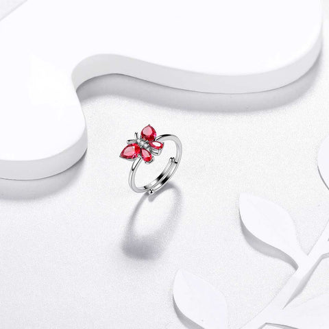 Bague papillon avec pierre de naissance, rubis de juillet, bijoux pour femmes et filles, cadeau d'anniversaire Bague papillon avec pierre de naissance, rubis de juillet, bijoux pour femmes et filles, cadeau d'anniversaire