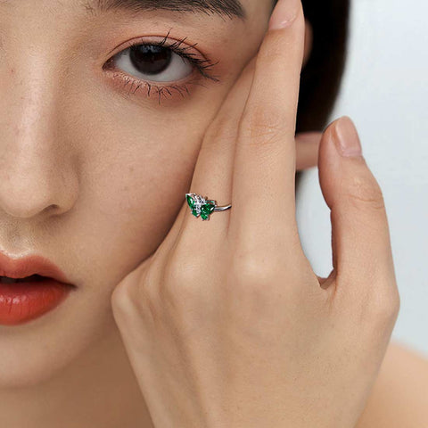 Schmetterlings-Ring-Band, Geburtsstein, Mai, Smaragd, Damen- und Mädchen-Schmuck, Geburtstagsgeschenk Schmetterlings-Ring-Band, Geburtsstein, Mai, Smaragd, Damen- und Mädchen-Schmuck, Geburtstagsgeschenk