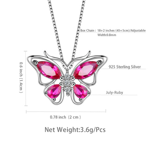 Collier pendentif papillon pierre de naissance juillet rubis femmes filles bijoux cadeau d'anniversaire Collier pendentif papillon pierre de naissance juillet rubis femmes filles bijoux cadeau d'anniversaire