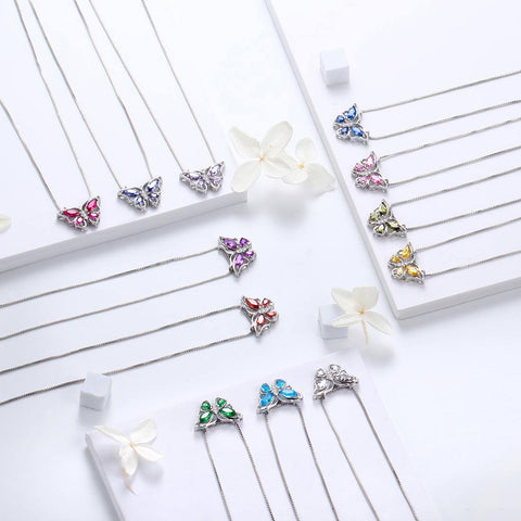 Collier pendentif papillon pierre de naissance juillet rubis femmes filles bijoux cadeau d'anniversaire Collier pendentif papillon pierre de naissance juillet rubis femmes filles bijoux cadeau d'anniversaire