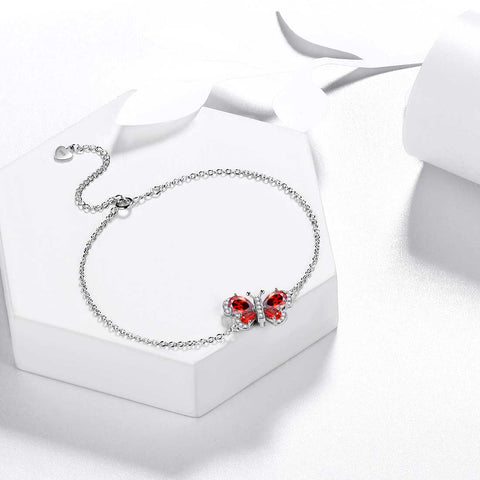 Butterfly Bracelet Birthstone January Garnet Crystal Women Girls Jewelry Birthday Gift Butterfly Bracelet Birthstone January Garnet Crystal Women Girls Jewelry Birthday Gift