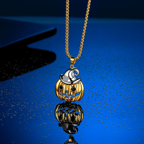 Collana da donna con ciondolo zucca di Halloween, cappello da strega fantasma, gioielli da festa Collana da donna con ciondolo zucca di Halloween, cappello da strega fantasma, gioielli da festa