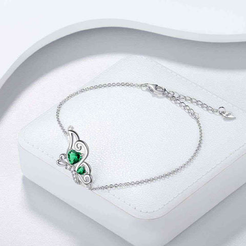Farfalla Birthstone May Smeraldo Bracciale Donna Ragazza Gioielli Regalo di compleanno Argento sterling 925 Farfalla Birthstone May Smeraldo Bracciale Donna Ragazza Gioielli Regalo di compleanno Argento sterling 925