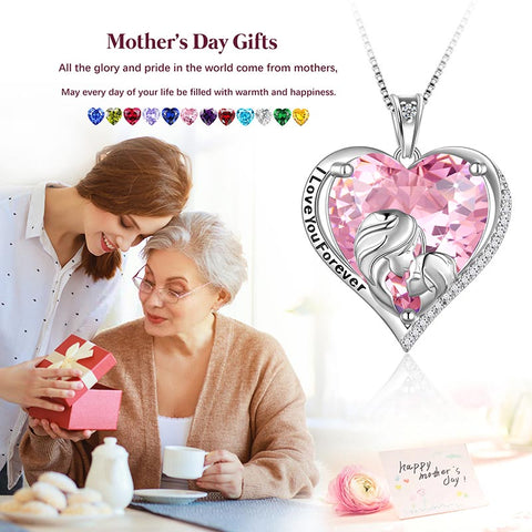 Women Heart Necklace For Mother Daughter 925 Sterling Silver Birthstone Jewelry Gifts J Atpx0018 Women Heart Necklace For Mother Daughter 925 Sterling Silver Birthstone Jewelry Gifts J Atpx0018