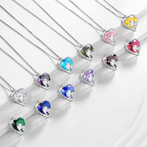 Women Heart Necklace For Mother Daughter 925 Sterling Silver Birthstone Jewelry Gifts J Atpx0018 Women Heart Necklace For Mother Daughter 925 Sterling Silver Birthstone Jewelry Gifts J Atpx0018