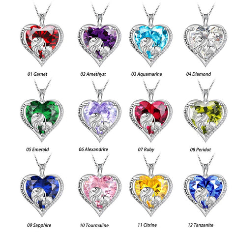 Women Heart Necklace For Mother Daughter 925 Sterling Silver Birthstone Jewelry Gifts J Atpx0018 Women Heart Necklace For Mother Daughter 925 Sterling Silver Birthstone Jewelry Gifts J Atpx0018