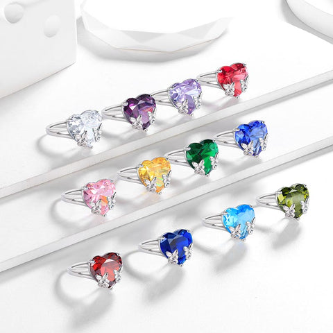 Women Heart Ring 925 Sterling Silver Butterfly Birthstone Solitaire Ring Jewelry Girls Gift Atpx0030 Women Heart Ring 925 Sterling Silver Butterfly Birthstone Solitaire Ring Jewelry Girls Gift Atpx0030