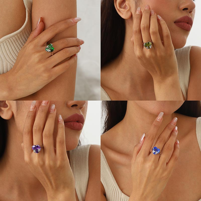 Women Heart Ring 925 Sterling Silver Butterfly Birthstone Solitaire Ring Jewelry Girls Gift Atpx0030 Women Heart Ring 925 Sterling Silver Butterfly Birthstone Solitaire Ring Jewelry Girls Gift Atpx0030