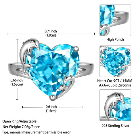 Women Heart Ring 925 Sterling Silver Dolphin Birthstone Solitaire Ring Jewelry Girls Gift Atrx0033 Women Heart Ring 925 Sterling Silver Dolphin Birthstone Solitaire Ring Jewelry Girls Gift Atrx0033
