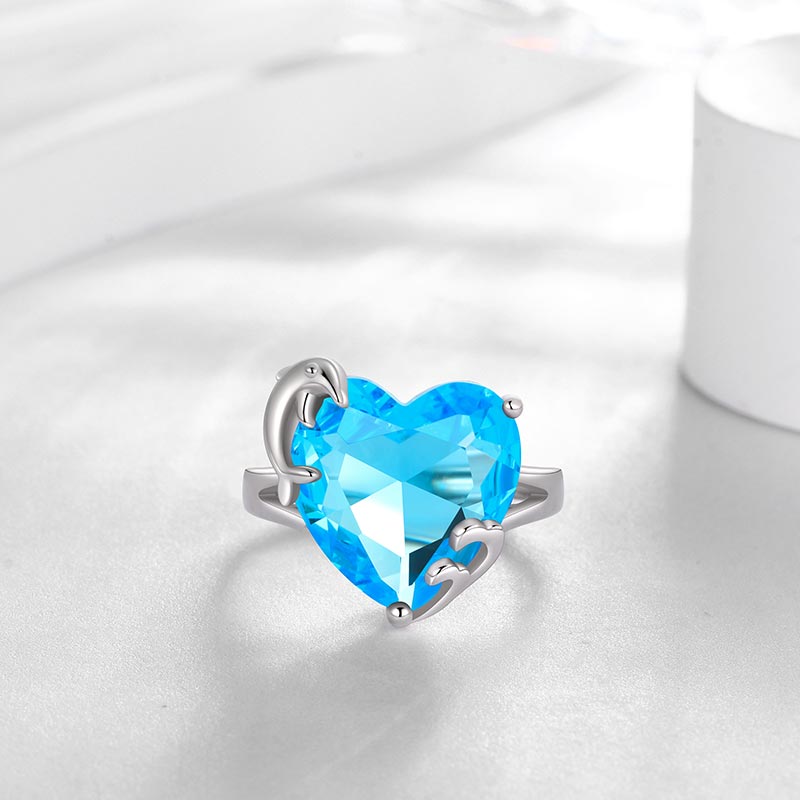 Women Heart Ring 925 Sterling Silver Dolphin Birthstone Solitaire Ring Jewelry Girls Gift Atrx0033 Women Heart Ring 925 Sterling Silver Dolphin Birthstone Solitaire Ring Jewelry Girls Gift Atrx0033