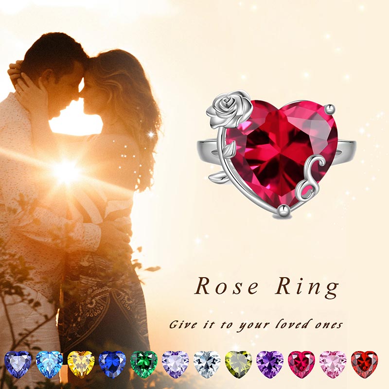 Women Heart Ring 925 Sterling Silver Rose Flower Birthstone Solitaire Ring Jewelry Girls Gift Atrx0034 Women Heart Ring 925 Sterling Silver Rose Flower Birthstone Solitaire Ring Jewelry Girls Gift Atrx0034