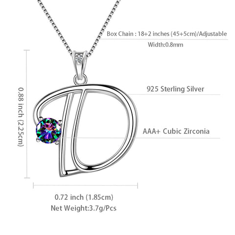 Collier avec pendentif lettre D initiale pour femme, bijoux avec nom de fille, cadeau en argent sterling 925 Collier avec pendentif lettre D initiale pour femme, bijoux avec nom de fille, cadeau en argent sterling 925