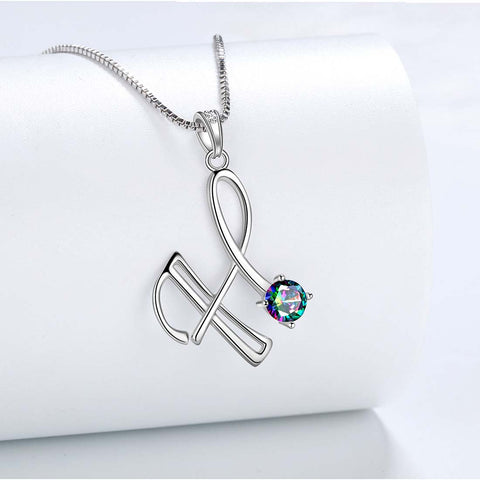 Collier avec pendentif lettre H initiale pour femme, bijoux avec nom de fille, cadeau en argent sterling 925 Collier avec pendentif lettre H initiale pour femme, bijoux avec nom de fille, cadeau en argent sterling 925