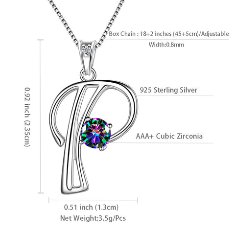 Halskette mit Initialen-P-Buchstaben-Anhänger für Damen, Mädchen-Namensschmuck, Geschenk, 925er Sterlingsilber Halskette mit Initialen-P-Buchstaben-Anhänger für Damen, Mädchen-Namensschmuck, Geschenk, 925er Sterlingsilber