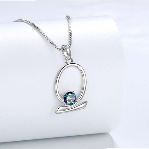 Collar con colgante de letra Q inicial para mujer, joyería con nombre para niña, regalo de plata de ley 925 Collar con colgante de letra Q inicial para mujer, joyería con nombre para niña, regalo de plata de ley 925