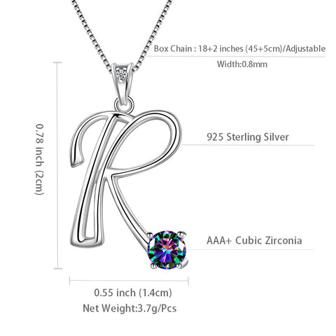 Collana con ciondolo con lettera iniziale R da donna, nome ragazza, regalo di gioielli in argento sterling 925 Collana con ciondolo con lettera iniziale R da donna, nome ragazza, regalo di gioielli in argento sterling 925