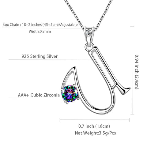 Collana con ciondolo con lettera iniziale U da donna, nome ragazza, regalo di gioielli in argento sterling 925 Collana con ciondolo con lettera iniziale U da donna, nome ragazza, regalo di gioielli in argento sterling 925