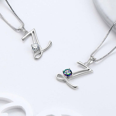 Collana con ciondolo con lettera Z iniziale da donna, nome ragazza, regalo di gioielli in argento sterling 925 Collana con ciondolo con lettera Z iniziale da donna, nome ragazza, regalo di gioielli in argento sterling 925