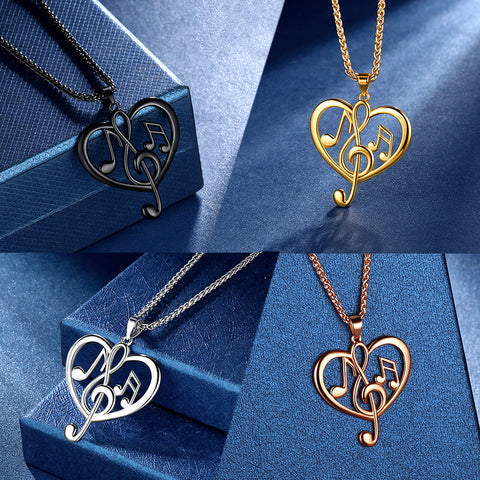 Women Musical Note Necklace Heart Treble Clef Music Note Pendant Jewelry Gifts for Music Lover Women Musical Note Necklace Heart Treble Clef Music Note Pendant Jewelry Gifts for Music Lover