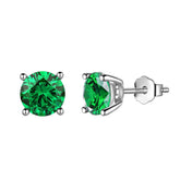 Round Birthstone May Emerald Earrings Sterling Silver - Earrings - Aurora Tears